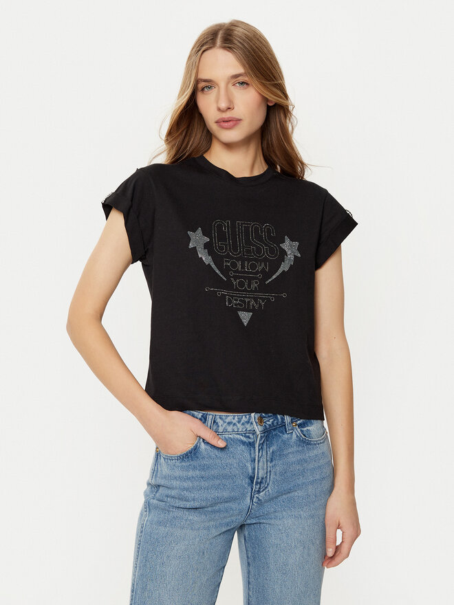 Guess Guess T-Shirt W5RI06 I3Z14 Μαύρο Regular Fit