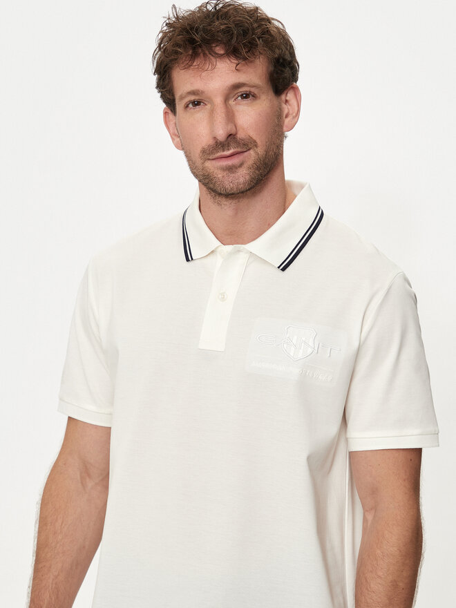 Gant Gant Polo Contrast 2013039 Écru Regular Fit