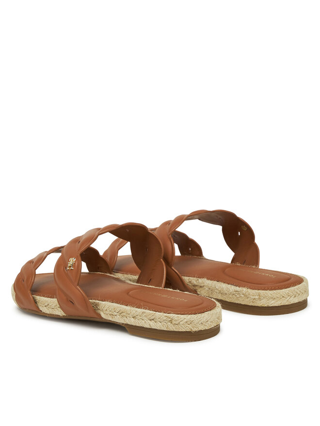 Tommy Hilfiger Espadrilles Tommy Hilfiger Leather Rope Espadrille Mule FW0FW08503 Braun