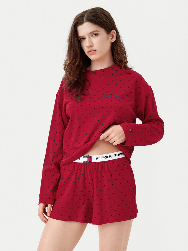 Tommy Hilfiger Tommy Hilfiger Pižama UW0UW05649 Rdeča Relaxed Fit