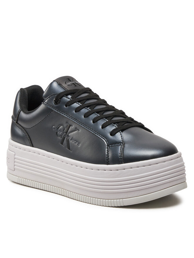Calvin Klein Jeans Superge Calvin Klein Jeans Bold Platf Low Lace Lth Ml Mtl YW0YW01464 Črna