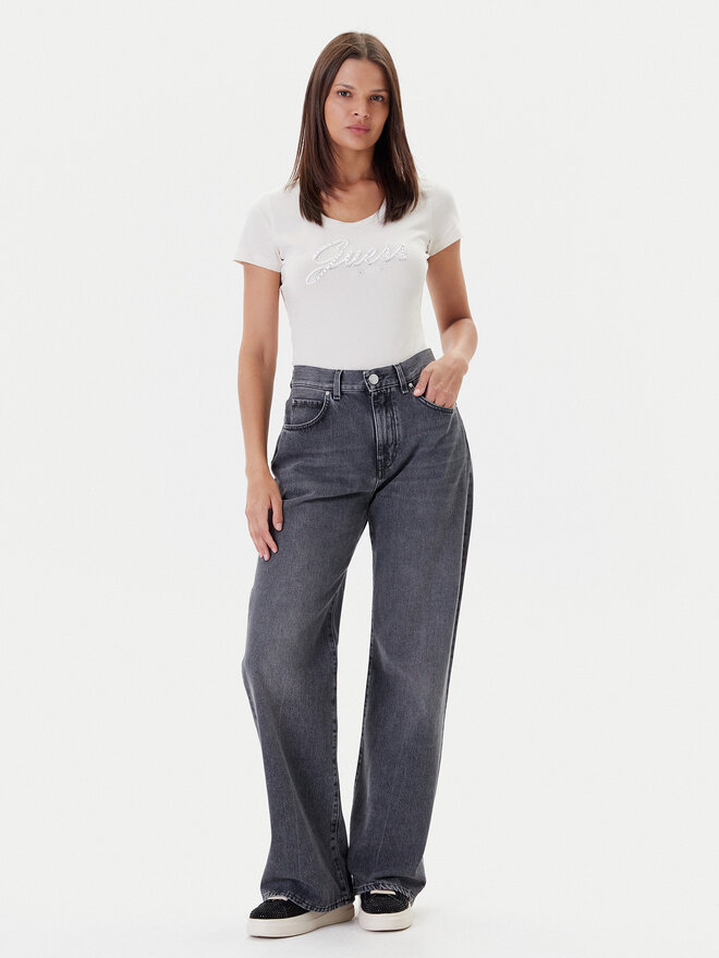 Guess Guess Marškinėliai W5YI46 J1314 Écru Slim Fit