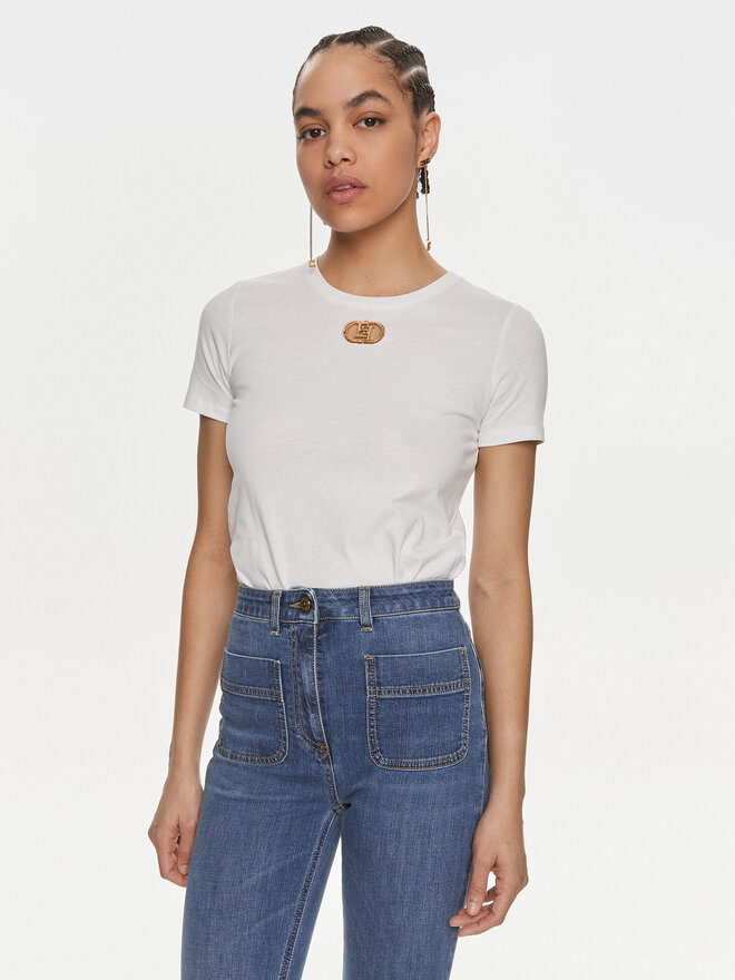 Elisabetta Franchi Elisabetta Franchi Marškinėliai MA-52N-41E2-V180 Balta Regular Fit