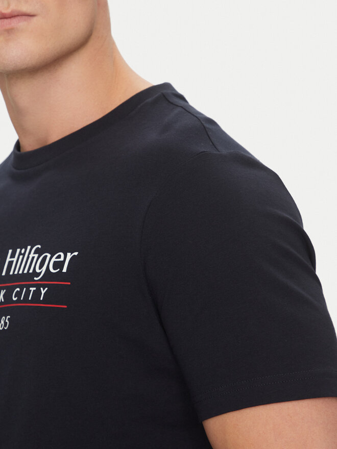 Tommy Hilfiger Tommy Hilfiger Majica Center Stack MW0MW38621 Mornarsko modra Regular Fit