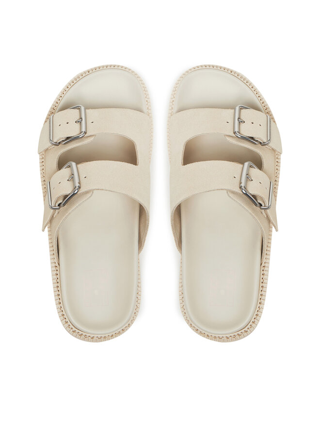 Tommy Jeans Pantoletten Tommy Jeans Double Strap Sandal Suede EN0EN02797 Écru