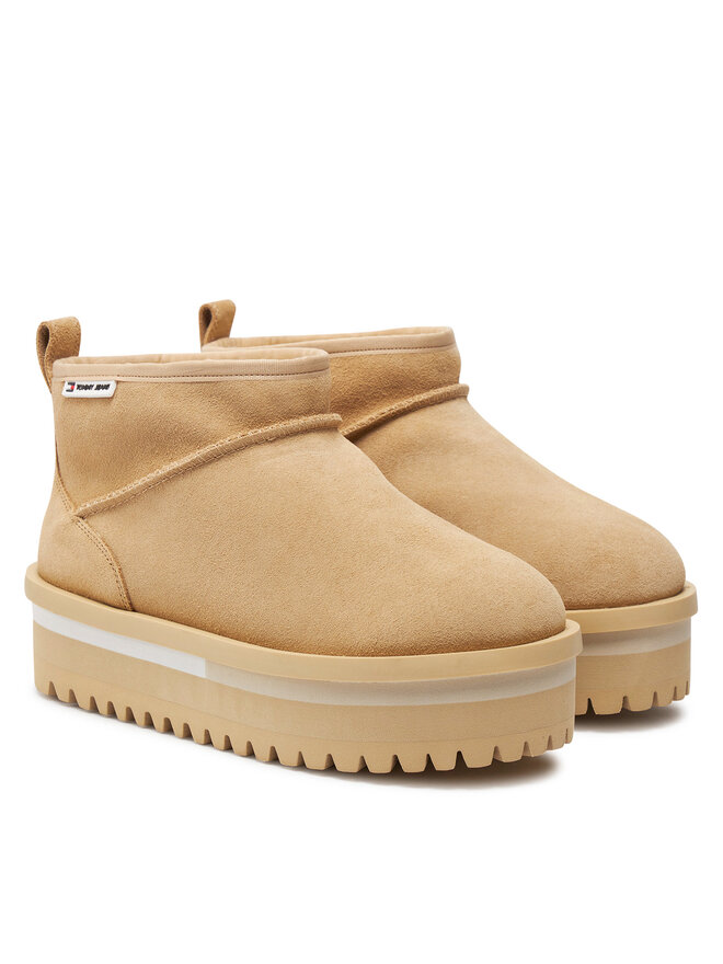 Tommy Jeans Снігоходи Tommy Jeans Tjw Suede Flatform Boot Wl EN0EN02599 Бежевий