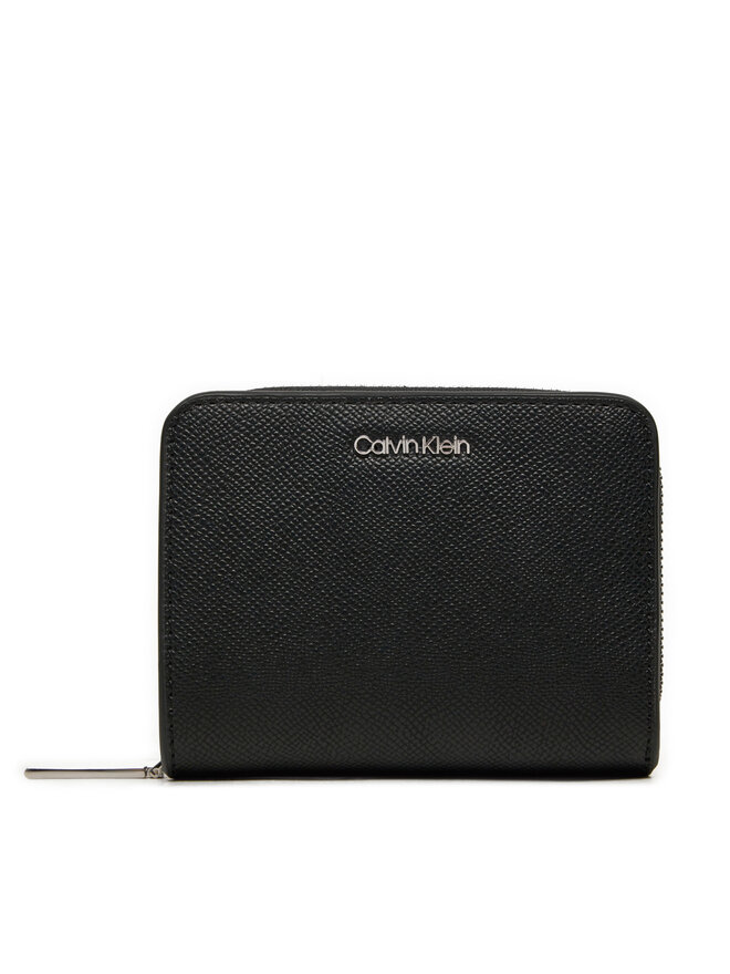 Calvin Klein Mały Portfel Damski Calvin Klein Ck Must Md Zip Around_Caviar K60K612831 Czarny