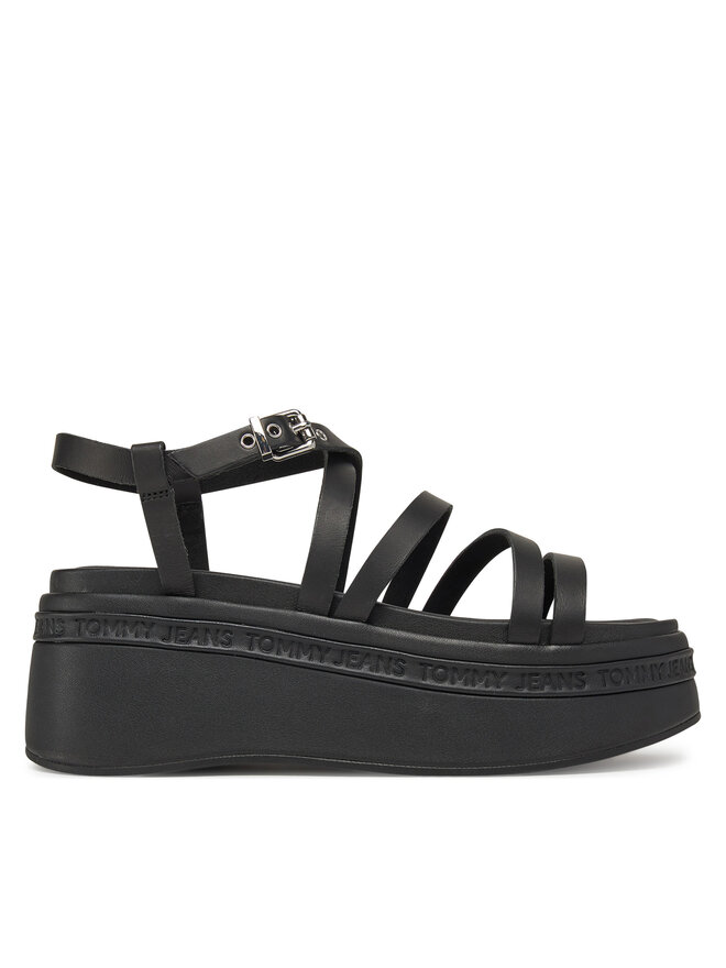 Tommy Jeans Sandalen Tommy Jeans Tjw Wedgy Strappy Sandal EN0EN02756 Schwarz