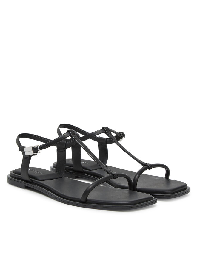 Calvin Klein Σανδάλια Calvin Klein Flat Sandal Squared Buckle Lth HW0HW02556 Μαύρο
