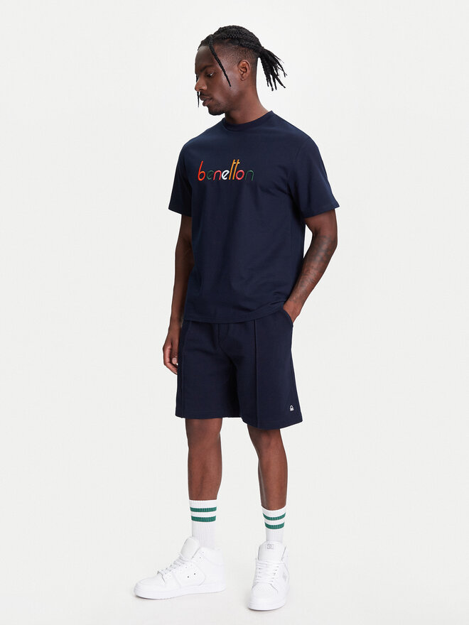 United Colors Of Benetton United Colors Of Benetton Póló 3MI6U109O Sötétkék Oversize
