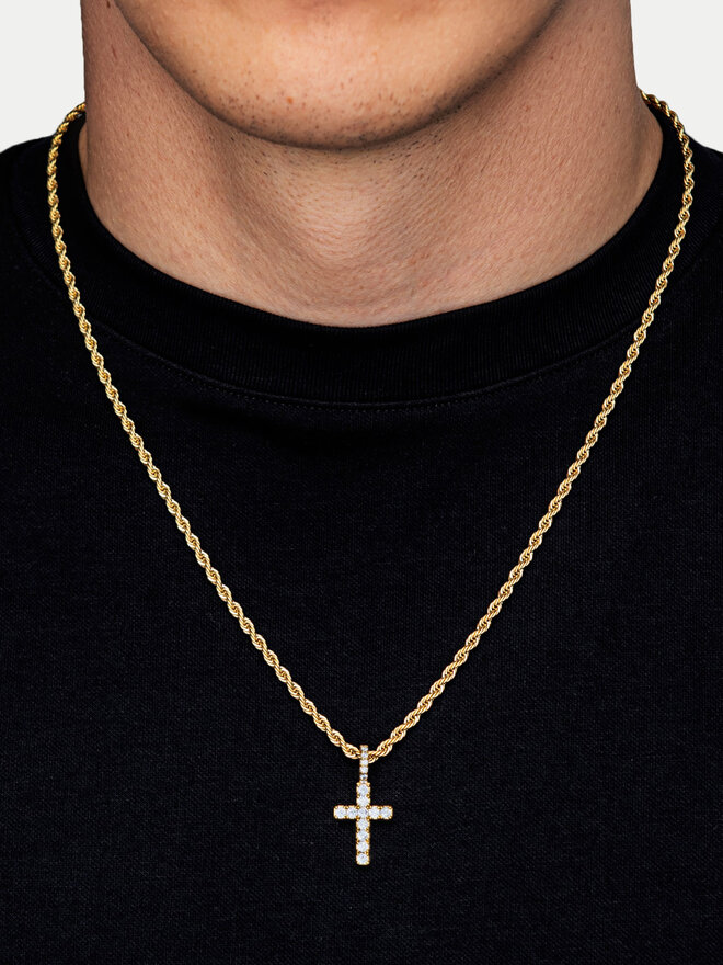 ICED STUFF Ciondolo ICED STUFF Micro Diamond Cross Oro