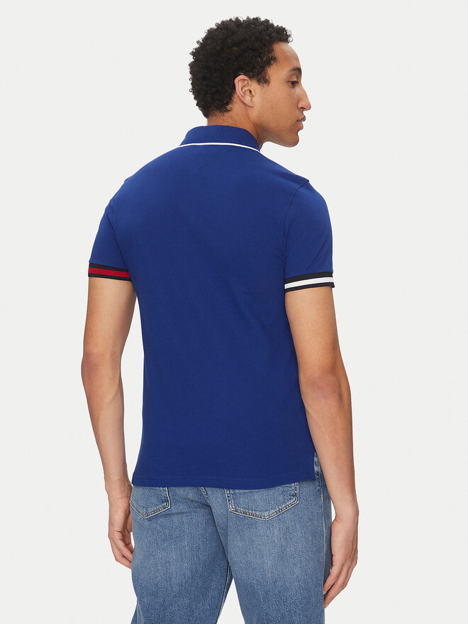 Tommy Hilfiger Tommy Hilfiger Pólóing Flag Cuff MW0MW38458 Kék Slim Fit