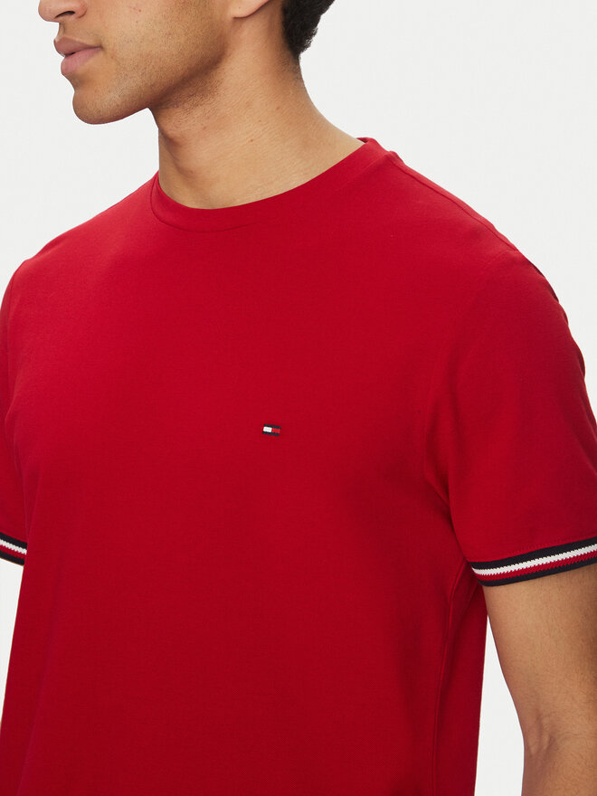 Tommy Hilfiger Tommy Hilfiger Marškinėliai Global Stripe MW0MW38630 Raudona Regular Fit