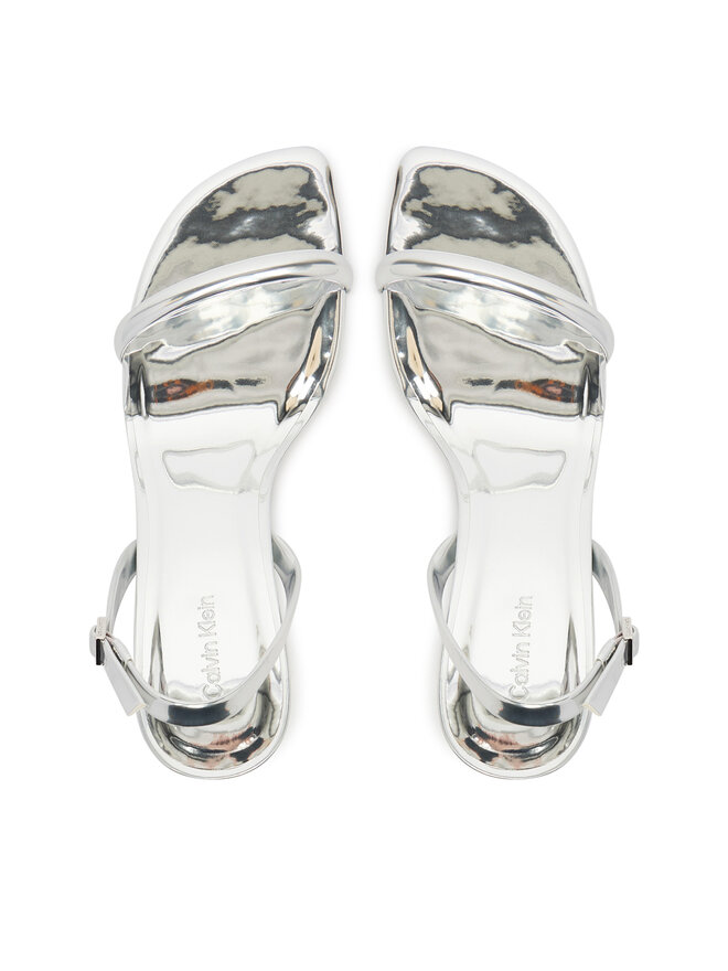 Calvin Klein Sandale Calvin Klein Sculpt Kitt Heel Strappy Lth Met HW0HW02709 Srebrna