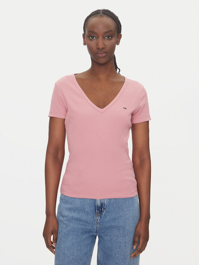 Tommy Jeans Tommy Jeans Marškinėliai Essential DW0DW17385 Rožinė Slim Fit