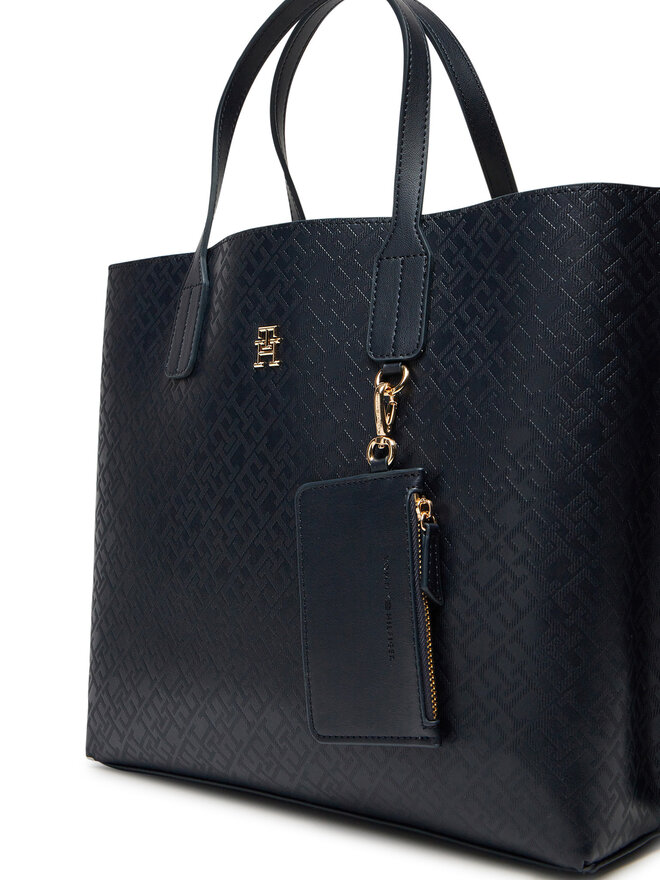 Tommy Hilfiger Kabelka Tommy Hilfiger Th Distinct Satchel Mono AW0AW17174 Tmavomodrá