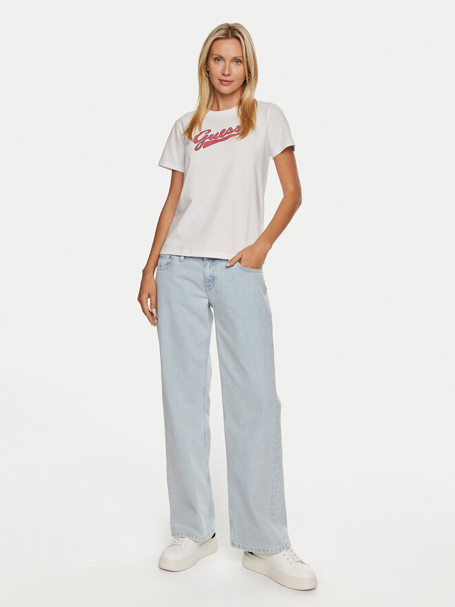 Guess Jeans Guess Jeans Marškinėliai W4YI13 J1314 Balta Regular Fit