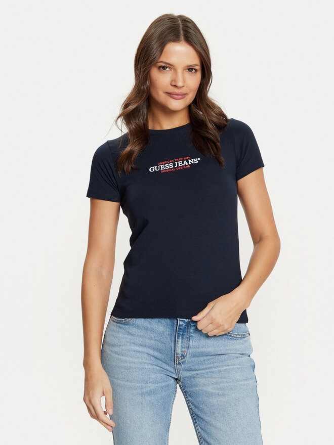 Guess Jeans Guess Jeans Póló W4YI03 J1314 Sötétkék Regular Fit