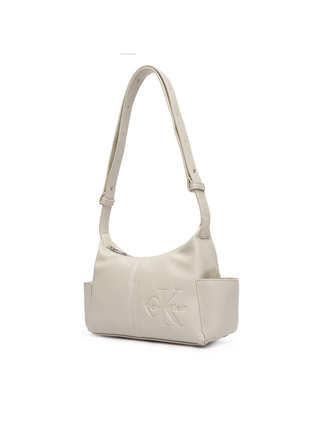 Calvin Klein Handtasche Calvin Klein Pockets Monologo Crossbody LV04F3687G Creme