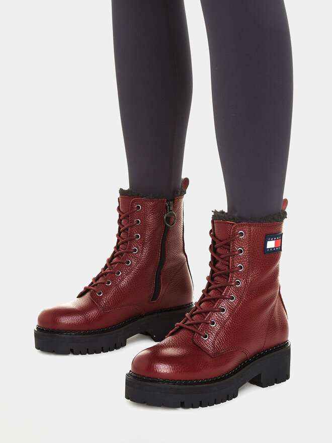 Tommy Jeans Botine Tommy Jeans Tjw Urban Tumbled Ltr Wl EN0EN02317 Vișiniu