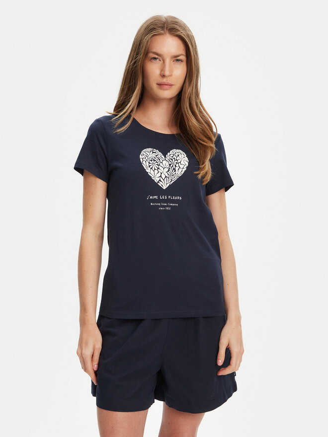 Mustang Mustang T-Shirt Alma 1016156 Dunkelblau Regular Fit