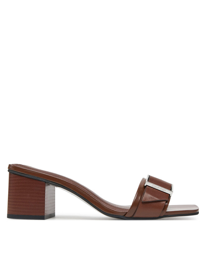Calvin Klein Παντόφλες Calvin Klein Heel Mule 50 W/Buckle - Lth HW0HW02478 Καφέ