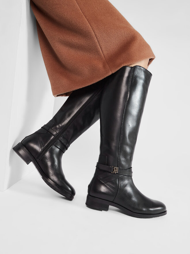 Stivali Tommy Hilfiger Th Hardware On Belt Longboot FW0FW05963 Nero escarpe