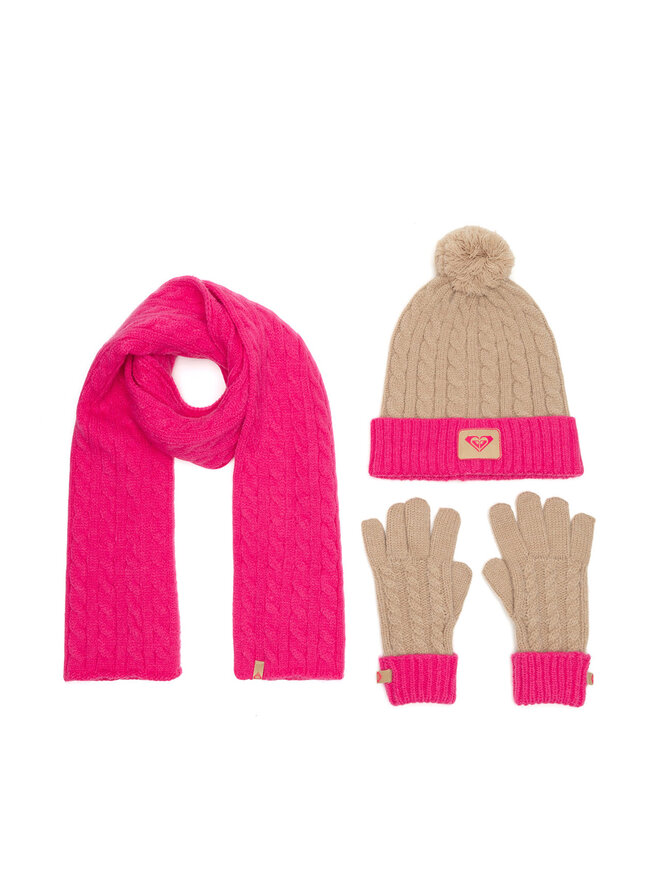 Roxy Σετ σκουφάκι, κασκόλ και γάντια Roxy RX-KF-001-AW24 Ροζ
