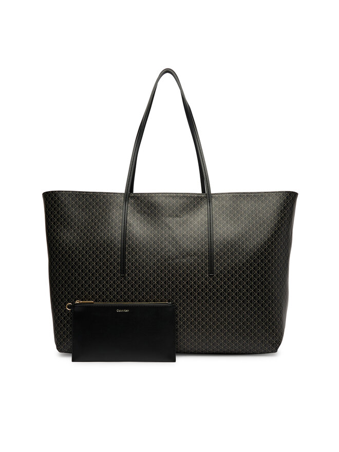 Calvin Klein Handtasche Calvin Klein Emblem Aop Large Tote W/ Pouch LV04F3364G Schwarz