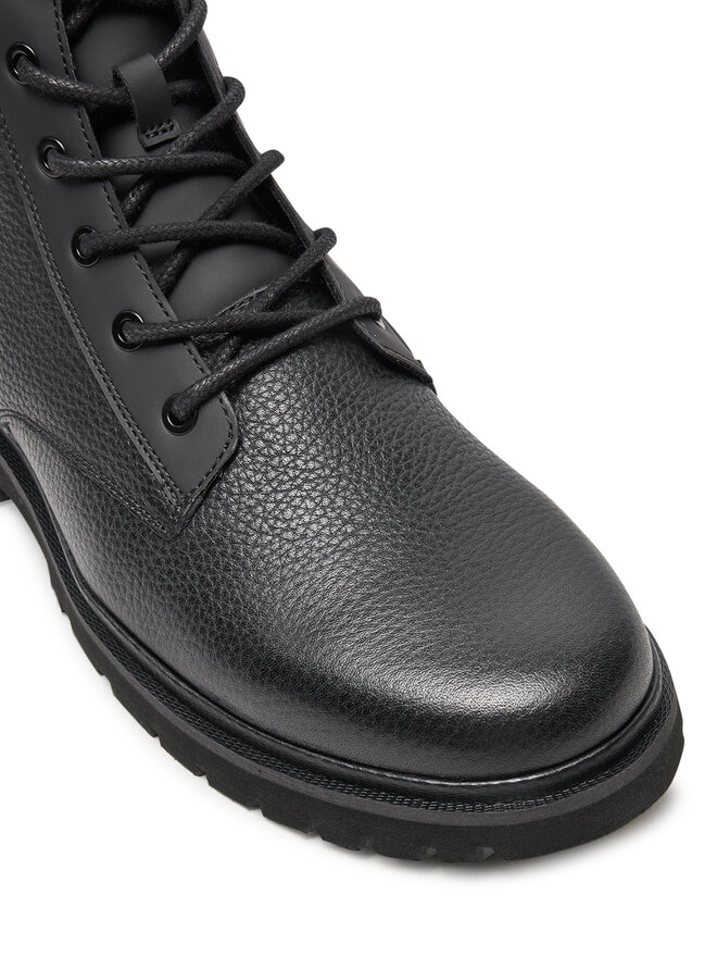 Calvin Klein Csizma Calvin Klein Eva Mid Laceup Boot Lth YM0YM00751 Fekete