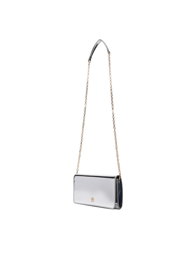 Tommy Hilfiger Ročna torba Tommy Hilfiger Icon Flap W/Chain Met AW0AW17959 Srebrna