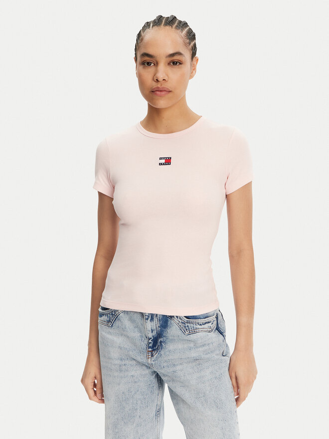 Tommy Jeans Tommy Jeans Camiseta Badge DW0DW17881 Rosa Slim Fit