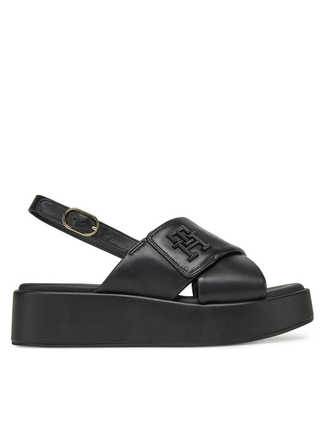 Tommy Hilfiger Sandały Tommy Hilfiger Th Logo Hw Padded Leather Sandal FW0FW08808 Czarny