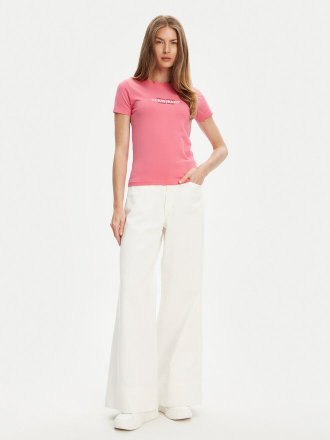 Guess Jeans Guess Jeans Camiseta W4YI03 J1314 Rosa Slim Fit