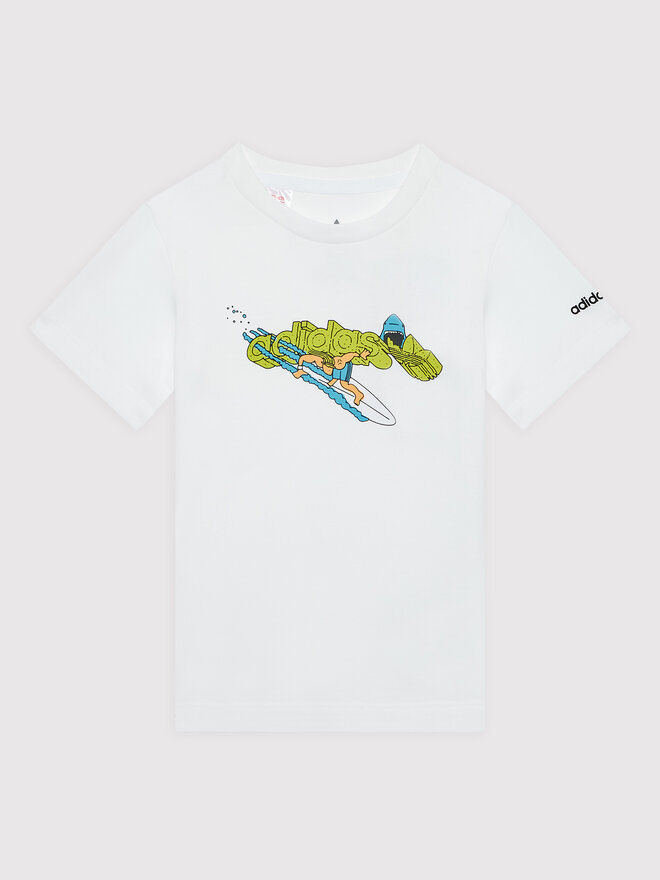 adidas adidas T-Shirt Graphic Stoked Beach HE6908 Λευκό Regular Fit
