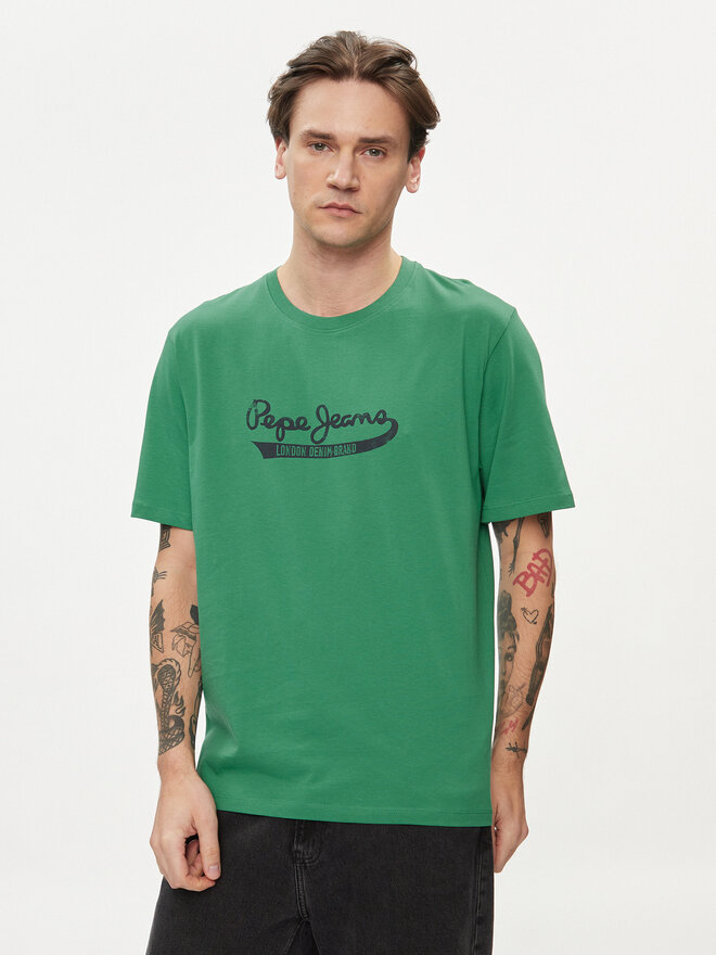 Pepe Jeans Pepe Jeans Marškinėliai Claude PM509390 Žalia Regular Fit