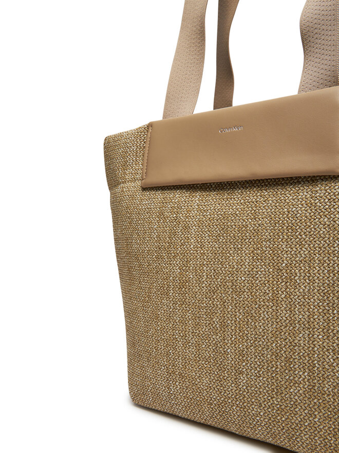 Calvin Klein Ročna torba Calvin Klein Ck Raffia Medium Shopper K60K613174 Rjava