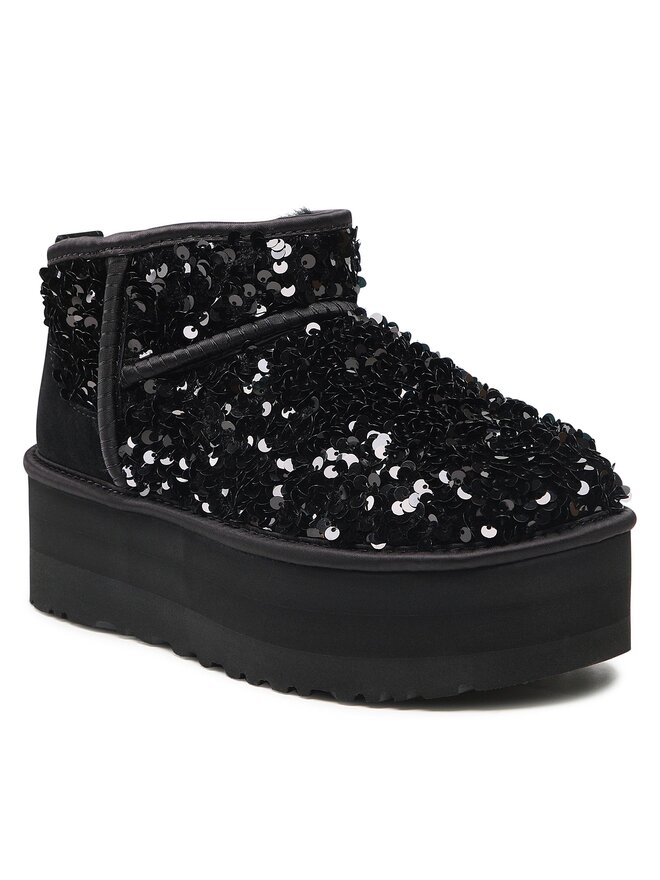 Снігоходи Ugg W Ultra Mini Chunky Sequin 1135060 Чорний | evzuttya