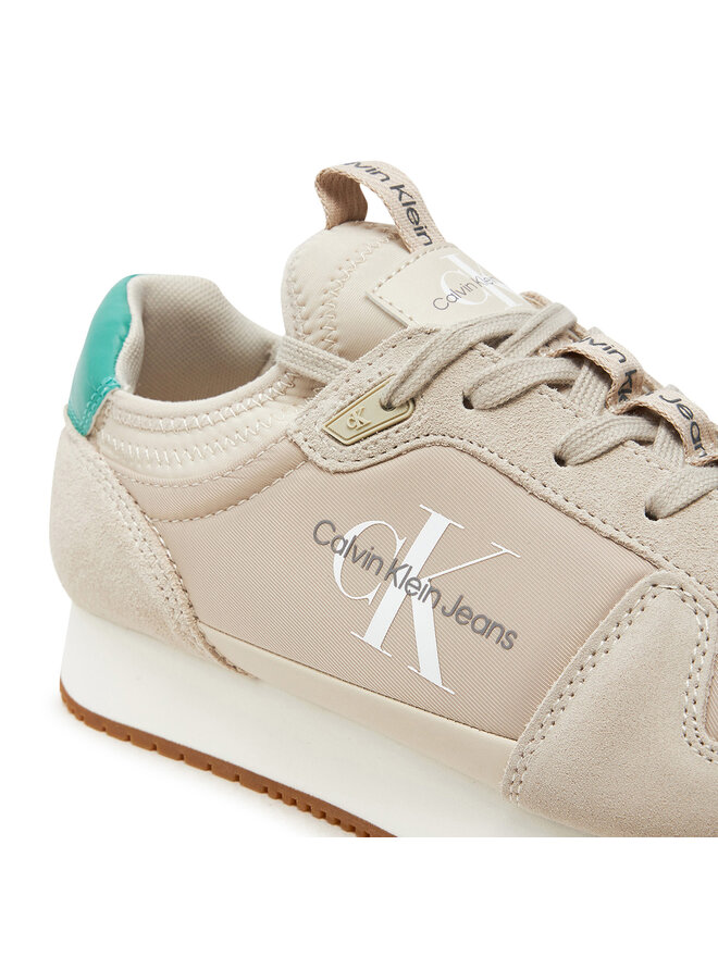 Calvin Klein Jeans Zapatillas Calvin Klein Jeans Runner Sock Laceup Ny-Lth YM0YM00553 Beis
