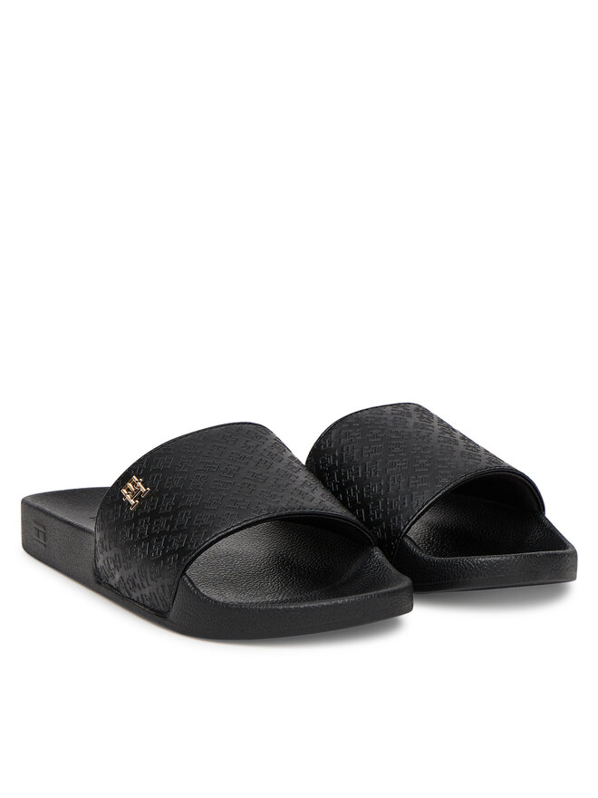 Tommy Hilfiger Pantoletten Tommy Hilfiger Th Monogram Poolside FW0FW08525 Schwarz