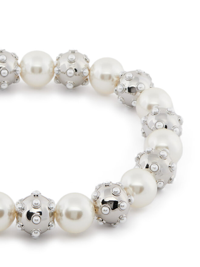 Marc Jacobs Naszyjnik Marc Jacobs Pearl Dot Statement Neklace 2R3JNC001J52 Srebrny