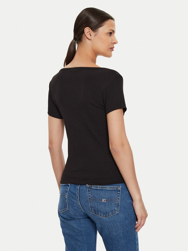 Tommy Jeans Tommy Jeans Marškinėliai Henley DW0DW18669 Juoda Slim Fit