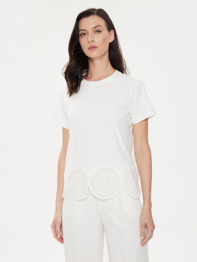 Sisley Sisley Camiseta 3F1QL105I Écru Regular Fit