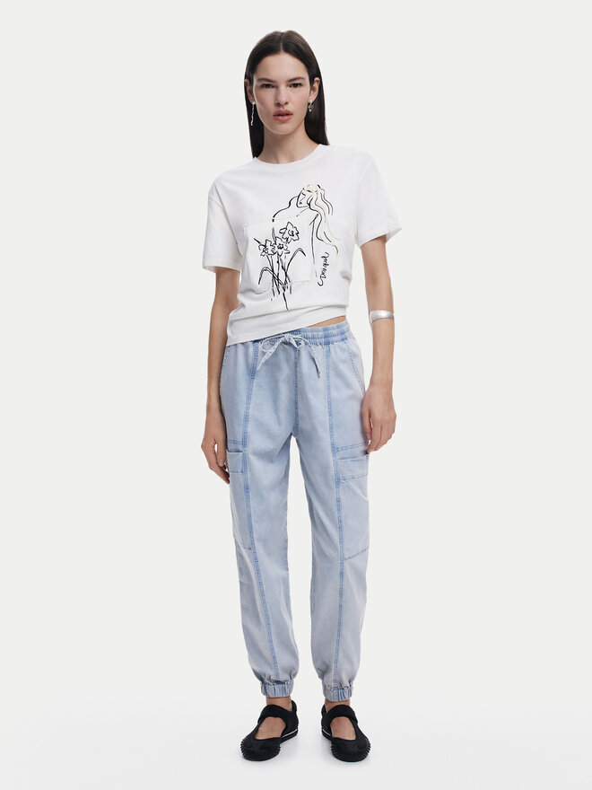 Desigual Desigual Marškinėliai Paraguay 25SWTKAB Balta Regular Fit