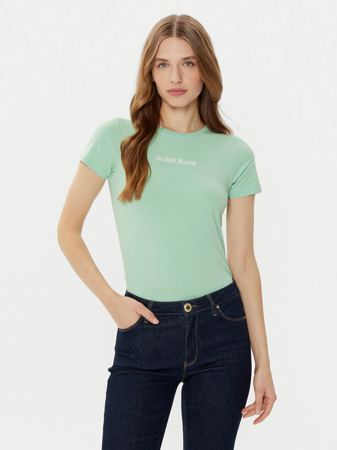 Guess Jeans Guess Jeans Marškinėliai W4YI01 J1314 Žalia Regular Fit