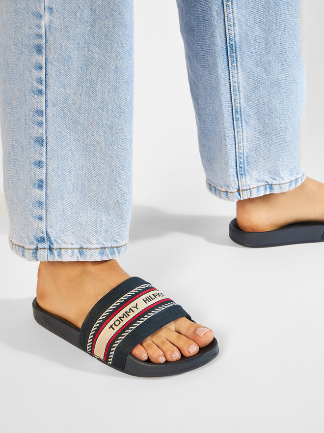 Womens slides tommy hilfiger clearance
