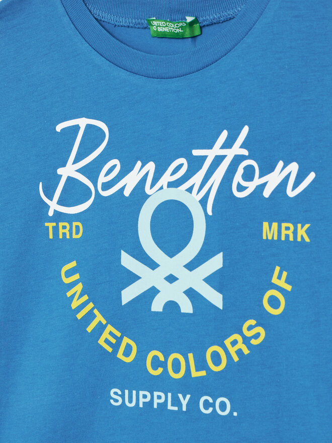 United Colors Of Benetton United Colors Of Benetton Marškinėliai 3I1XC10OO Mėlyna Regular Fit