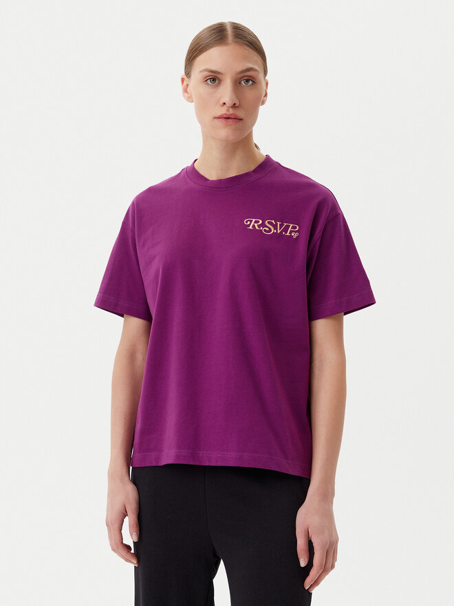 Fila Fila Marškinėliai Leffinge FAW1029 Violetinė Loose Fit
