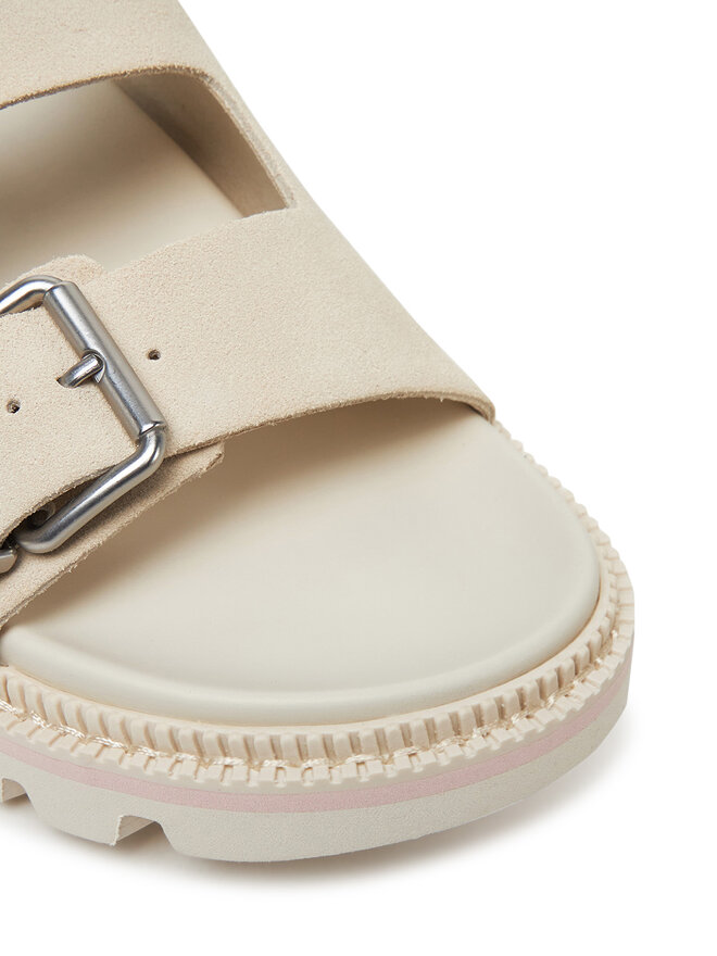 Tommy Jeans Pantoletten Tommy Jeans Double Strap Sandal Suede EN0EN02797 Écru