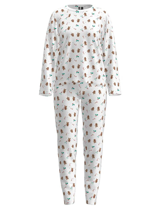 Pieces Pieces Πιτζάμα 17147221 Λευκό Regular Fit